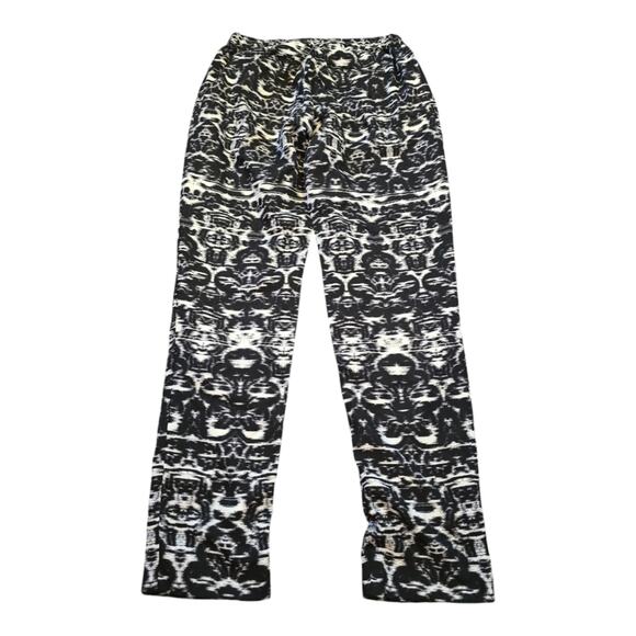 J. Crew Black and White Blurred ikat Drapey Pant size 2 - Picture 8 of 13